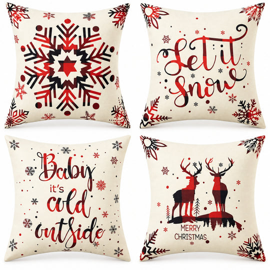 4-Piece Christmas Throw Pillow Cover Set