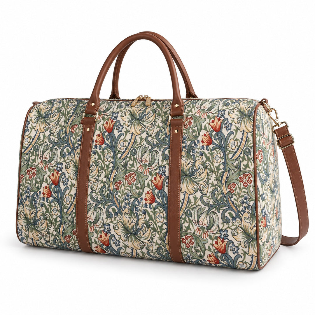Golden Lily Floral Travel Holdall Duffel Bag