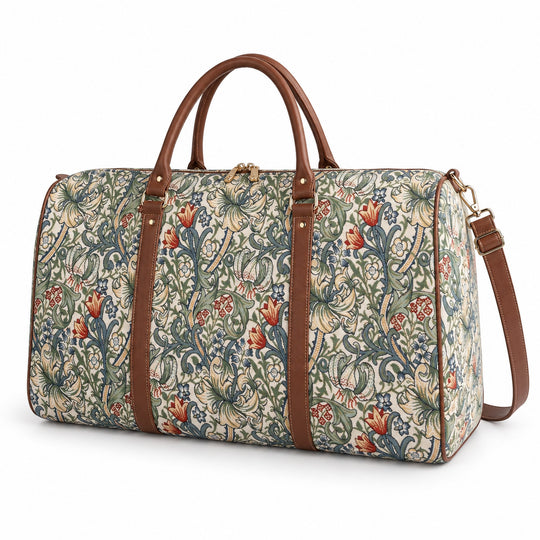 Golden Lily Floral Travel Holdall Duffel Bag