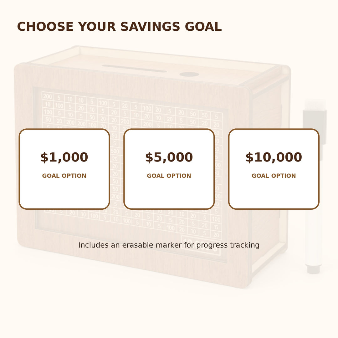 Wooden Savings Challenge Box