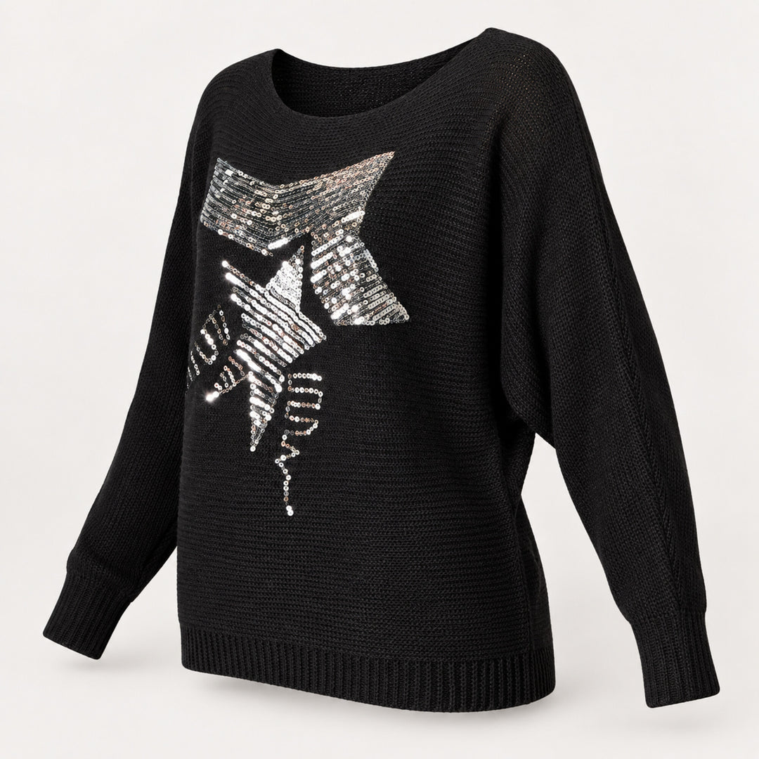 Sequin Graphic Dolman Sleeve Knit Top