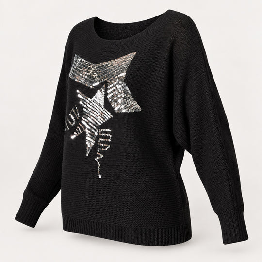 Sequin Graphic Dolman Sleeve Knit Top
