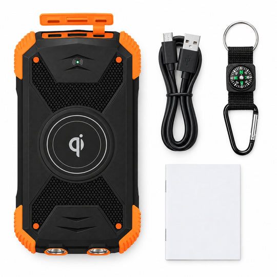 10,000mAh Solar Wireless Power Bank with Flashlight