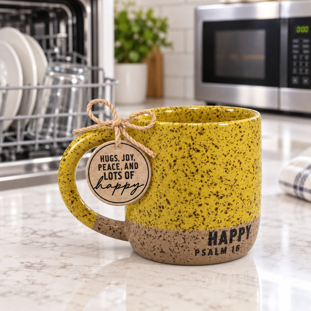 18 oz Speckled Happy Psalm 16 Ceramic Mug