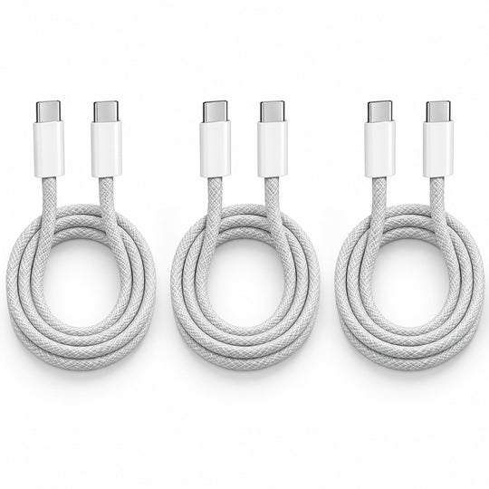 3-Pack 60W Braided USB-C to USB-C Cables