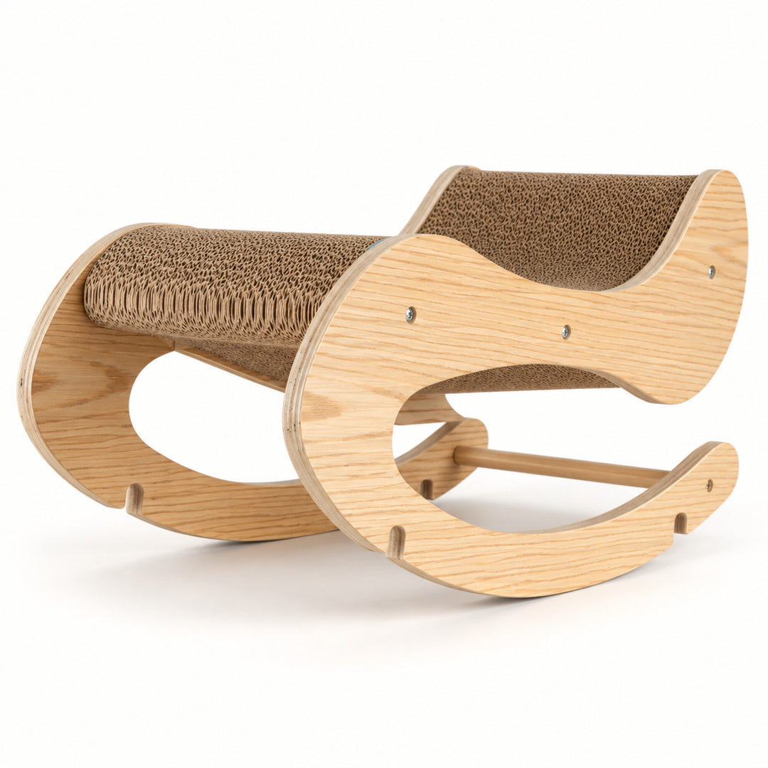 Wooden Rocking Cat Lounger &amp; Scratcher