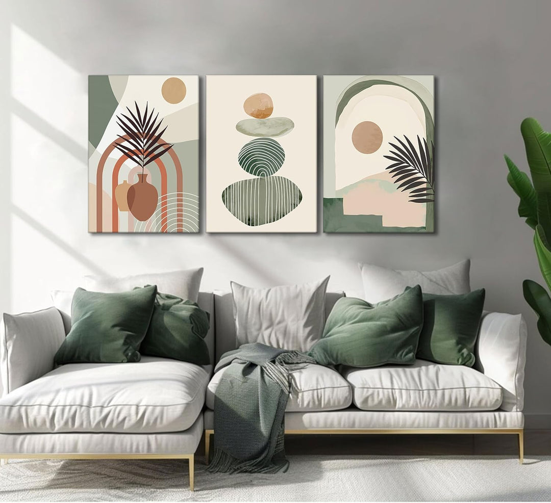 3-Piece Framed Boho Canvas Wall Art Set