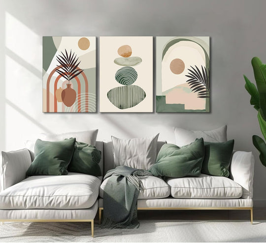 3-Piece Framed Boho Canvas Wall Art Set