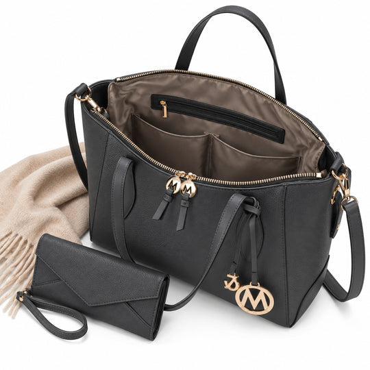 Bruna Vegan Leather Tote Bag with Wallet