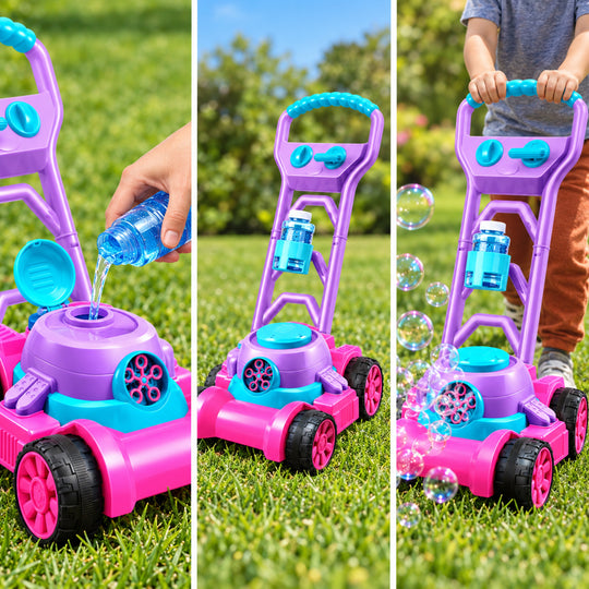 Pink Bubble Lawn Mower Toy for Kids