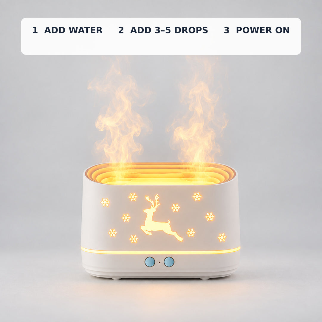 Christmas Reindeer Flame-Effect Aroma Diffuser