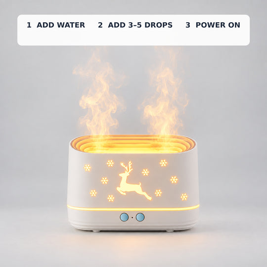 Christmas Reindeer Flame-Effect Aroma Diffuser