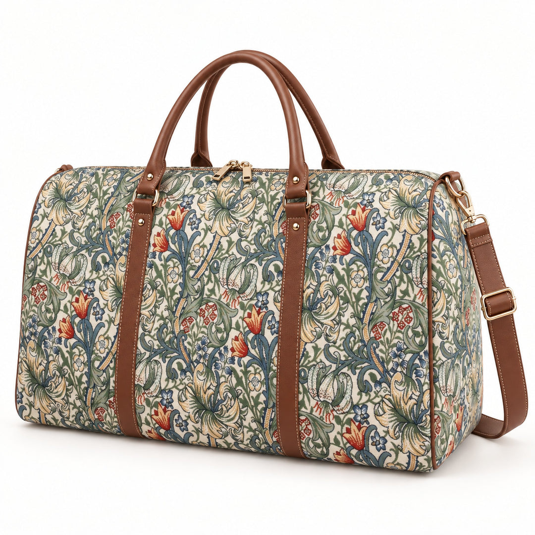 Golden Lily Floral Travel Holdall Duffel Bag