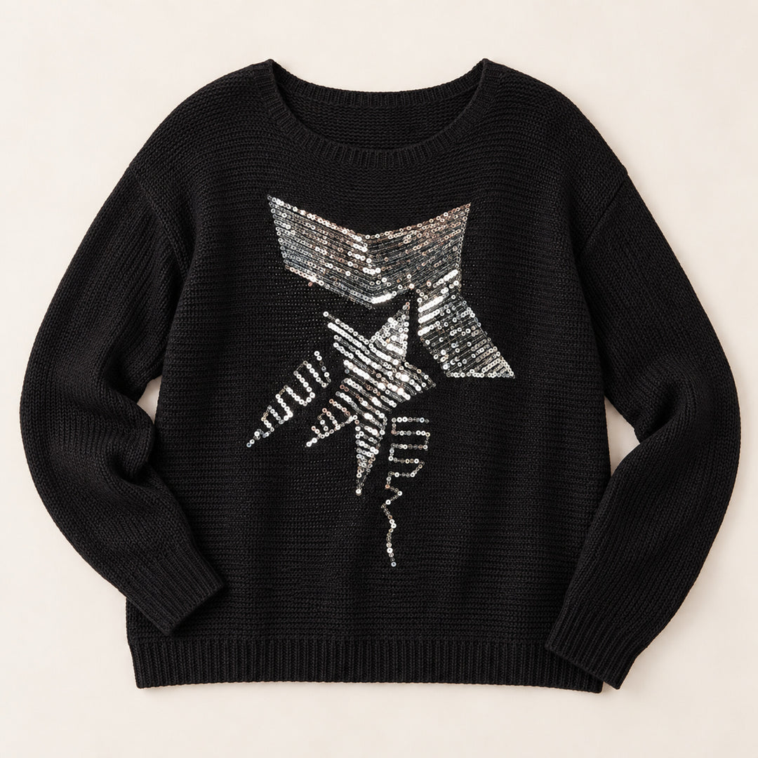 Sequin Graphic Dolman Sleeve Knit Top