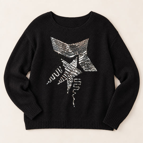 Sequin Graphic Dolman Sleeve Knit Top