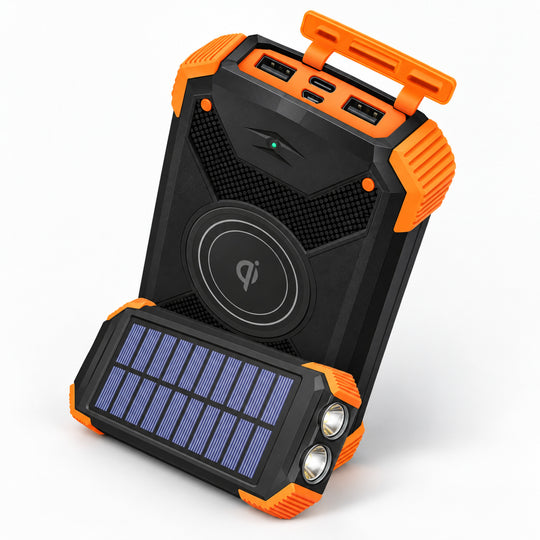10,000mAh Solar Wireless Power Bank with Flashlight