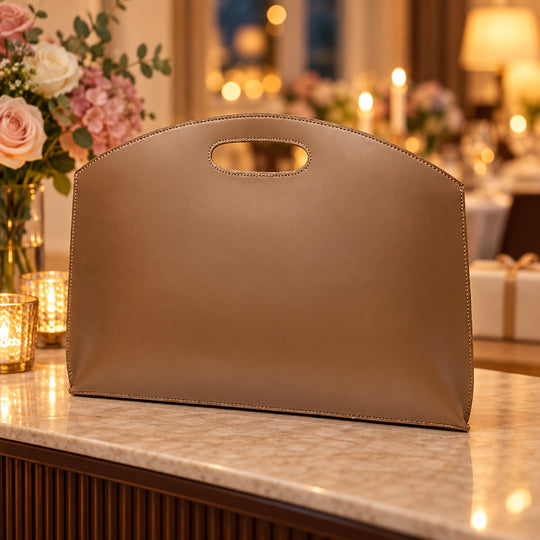 Brown Cutout Handle Document Bag