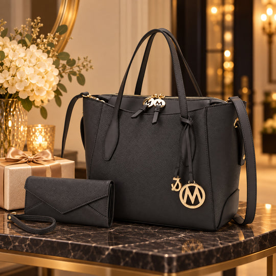 Bruna Vegan Leather Tote Bag with Wallet
