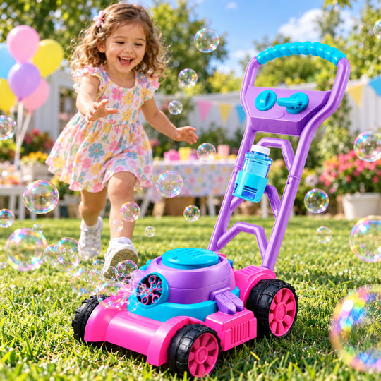 Pink Bubble Lawn Mower Toy for Kids