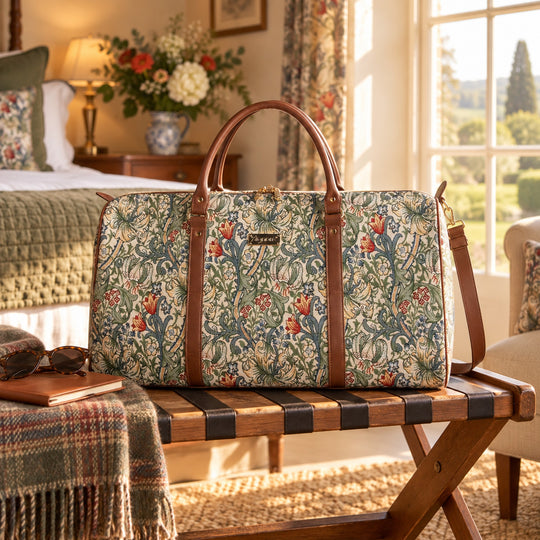 Golden Lily Floral Travel Holdall Duffel Bag