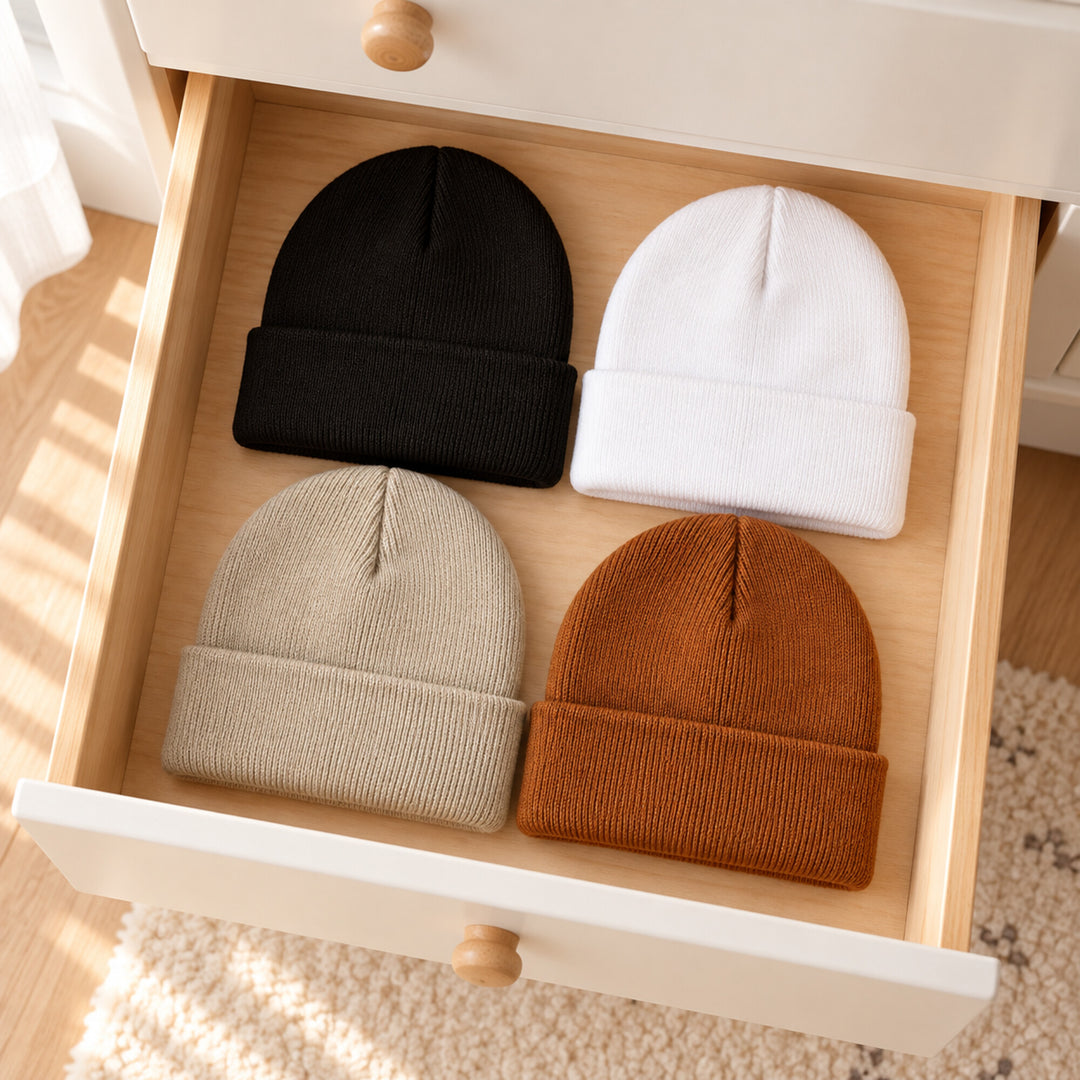 4-Piece Baby Knit Cuffed Beanie Set