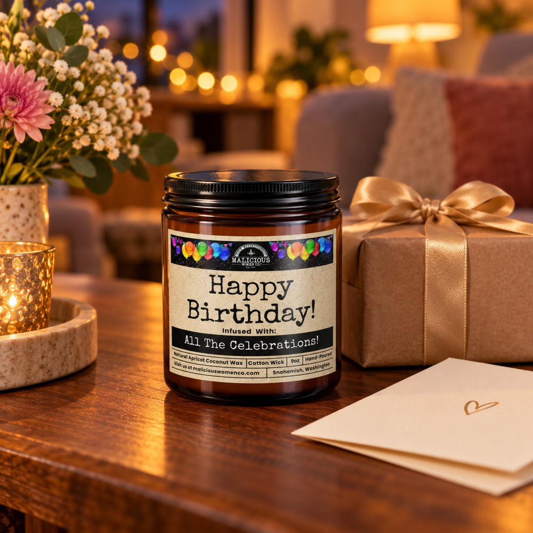 Happy Birthday 9 oz Cranberry Woods Candle