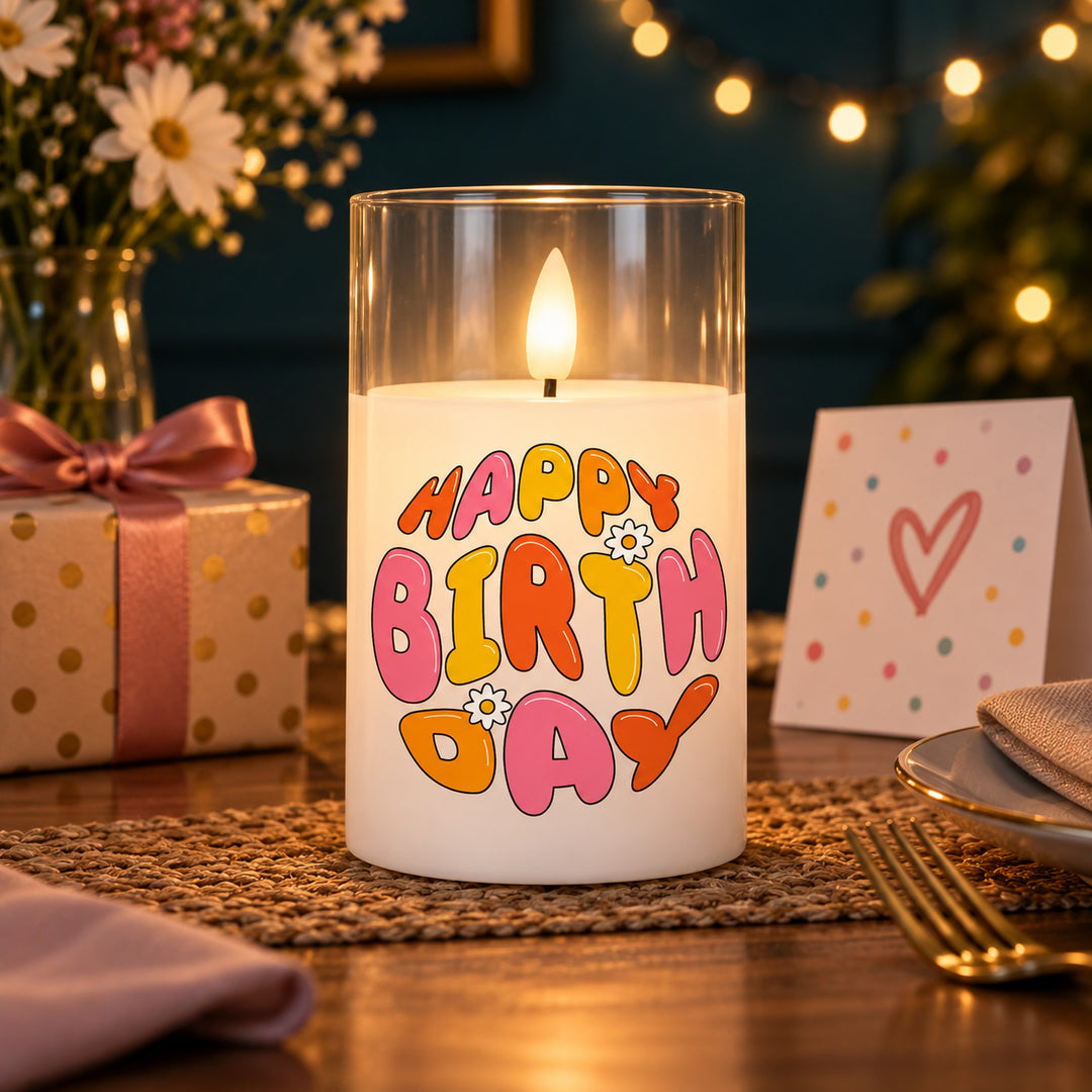 Happy Birthday Flameless Candle With Remote