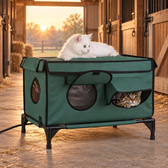 Waterproof Heated Cat House with Raised Frame
