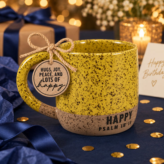 18 oz Speckled Happy Psalm 16 Ceramic Mug