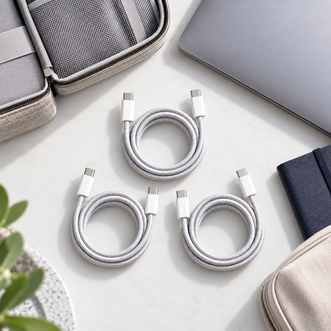 3-Pack 60W Braided USB-C to USB-C Cables