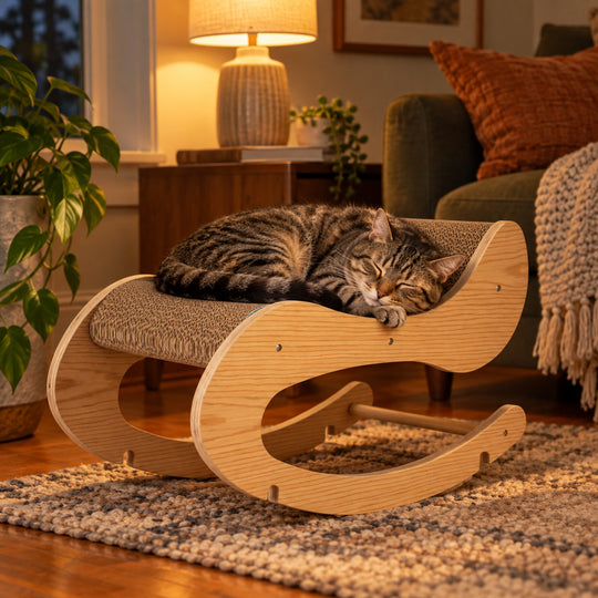 Wooden Rocking Cat Lounger &amp; Scratcher