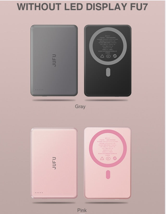 Two gray and two pink JUFU products on a beige background