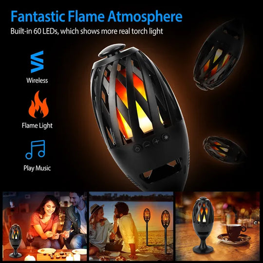 LED Flame Bluetooth Speaker with Flickering Torch Light