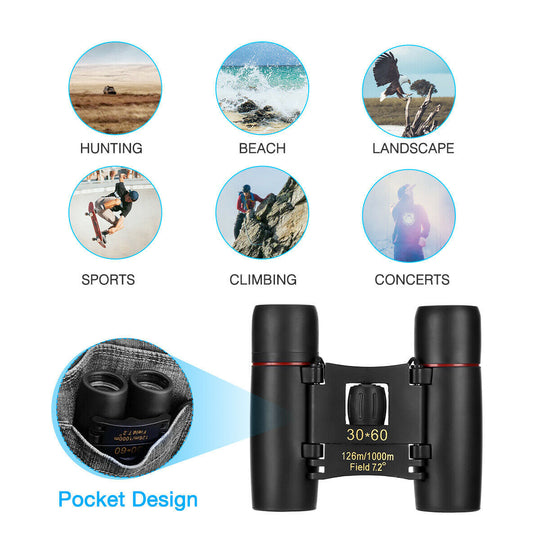 Compact 30x60 Travel Binoculars for Outdoors &amp; Events