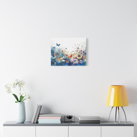 Vibrant Watercolor Meadow Canvas Floral &amp; Butterfly Wall Art