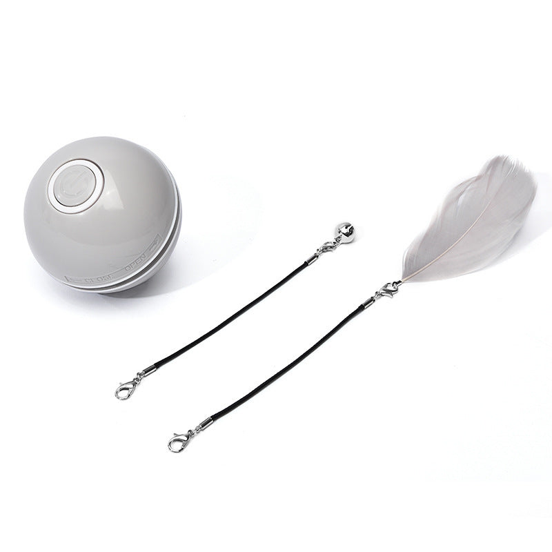 White feather duster and round container on a white background