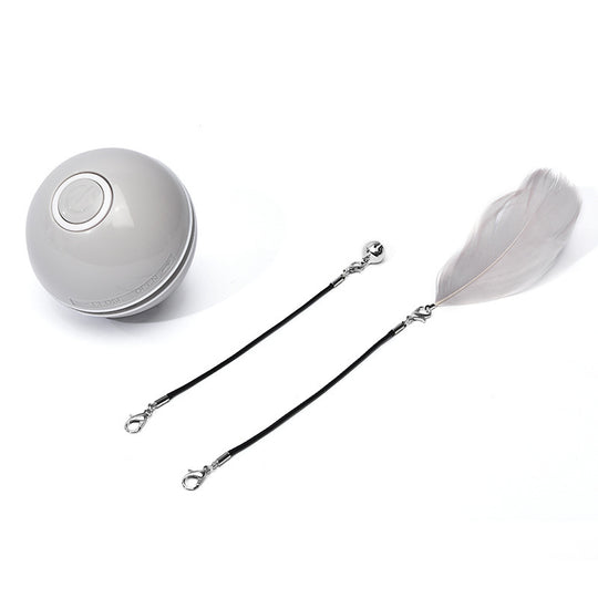 White feather duster and round container on a white background