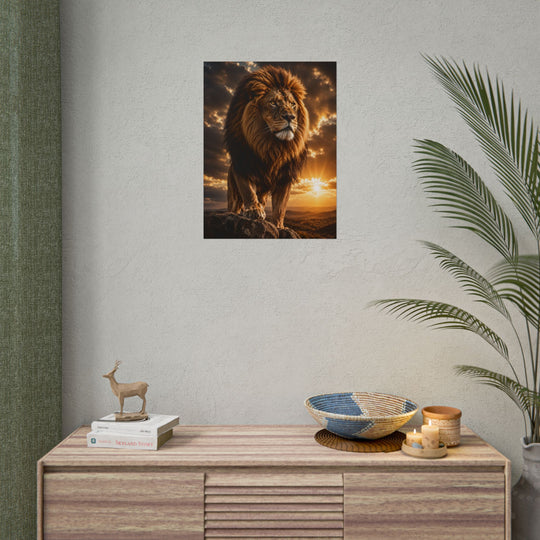 Lion Sunset Rolled Poster – Majestic Wildlife Wall Art