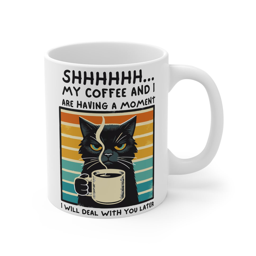 Shhh... My Coffee &amp; I Mug – Funny Black Cat Design