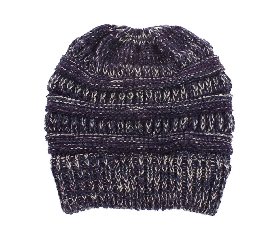 Knit Ponytail Beanie Hat for Women