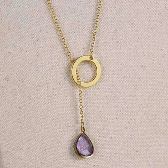 18K Gold-Plated Luminous Crystal Lariat Necklace