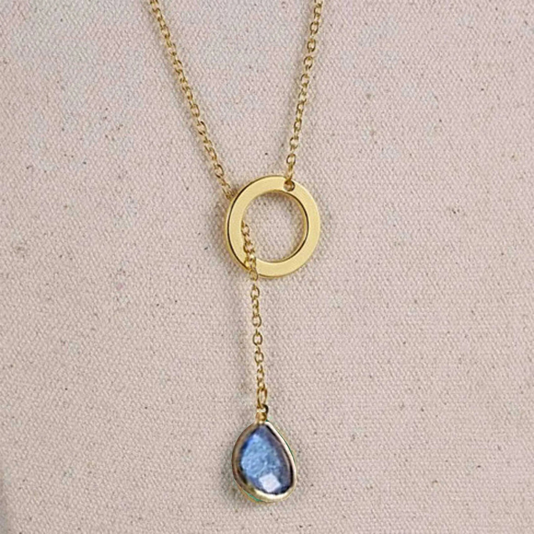 18K Gold-Plated Luminous Crystal Lariat Necklace