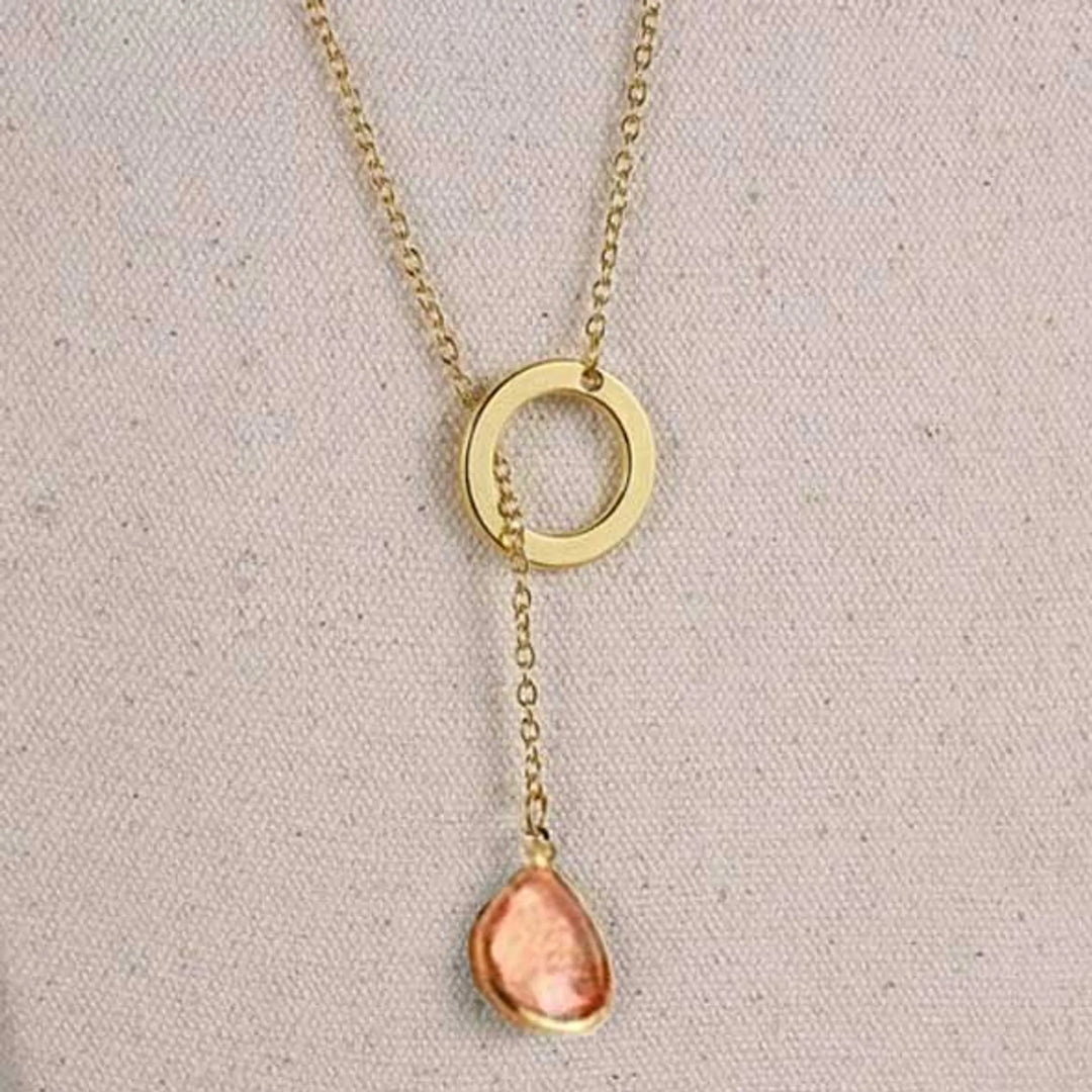 18K Gold-Plated Luminous Crystal Lariat Necklace