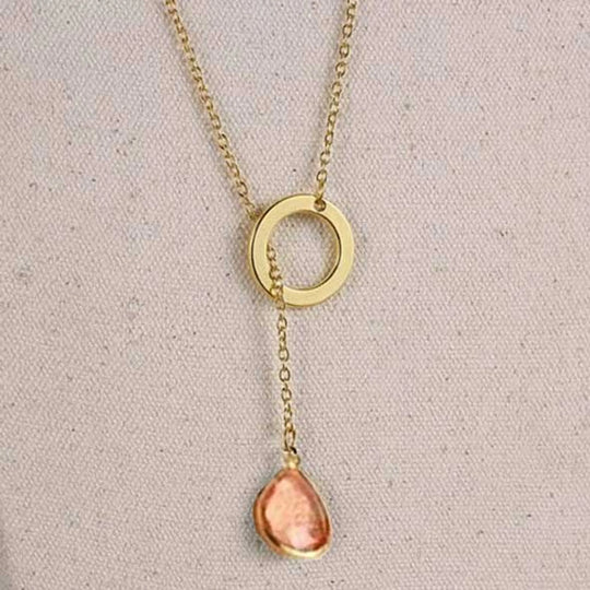 18K Gold-Plated Luminous Crystal Lariat Necklace