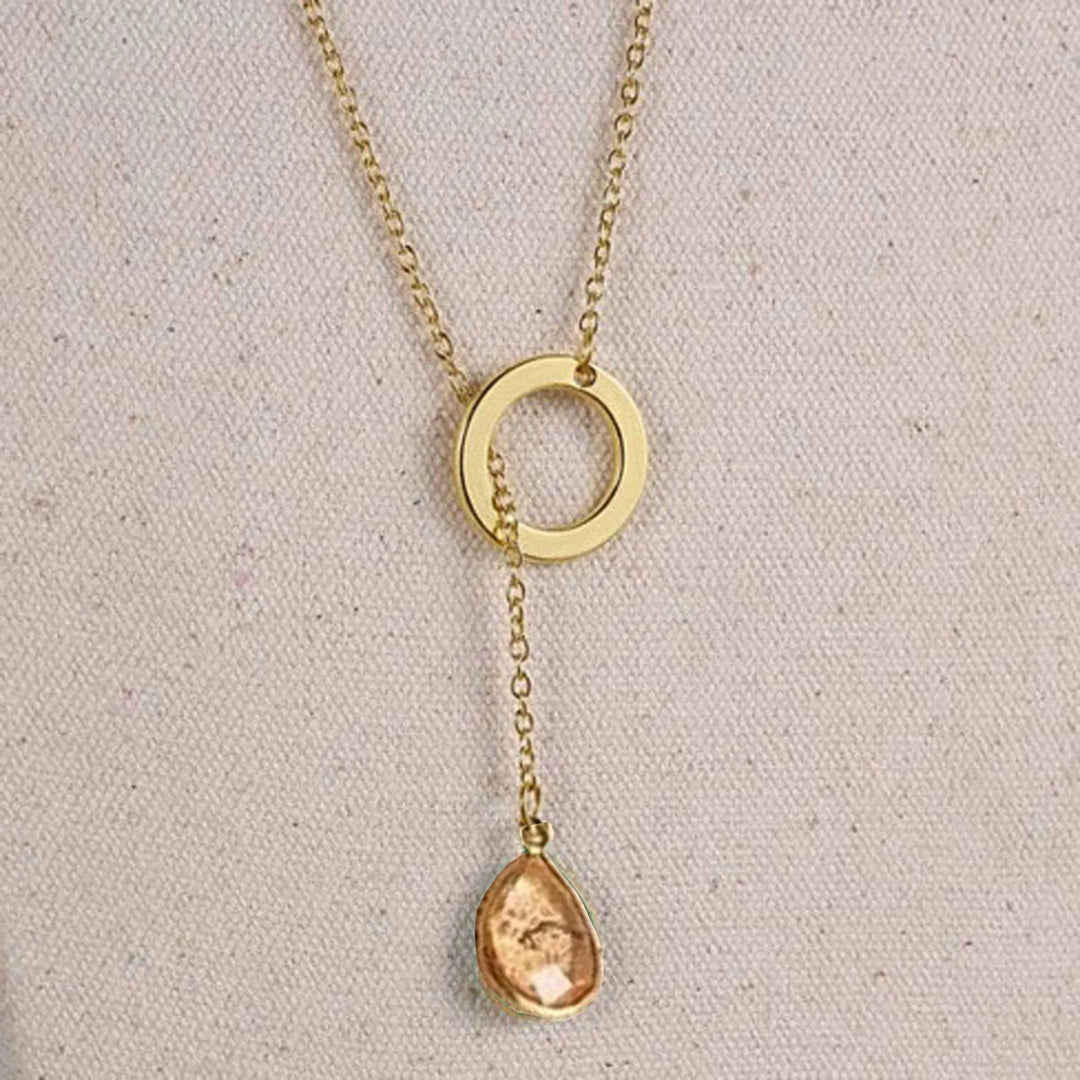 18K Gold-Plated Luminous Crystal Lariat Necklace
