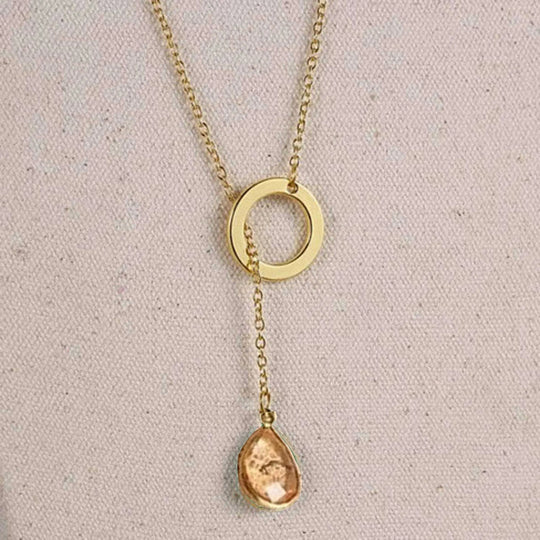 18K Gold-Plated Luminous Crystal Lariat Necklace
