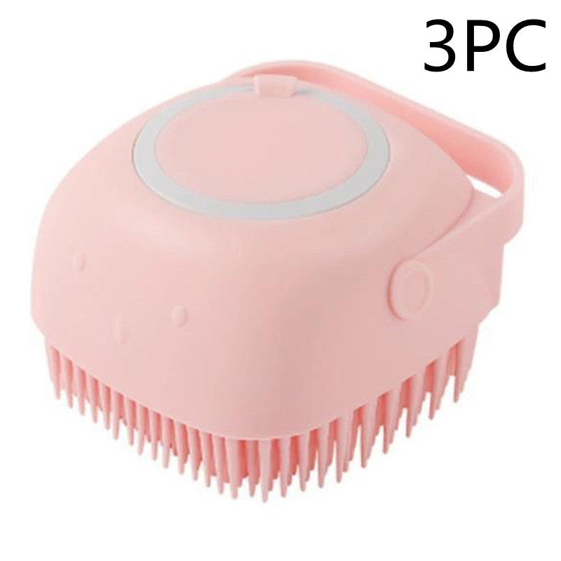 Pet Bath &amp; Massage Brush with Built-In Shampoo Dispenser