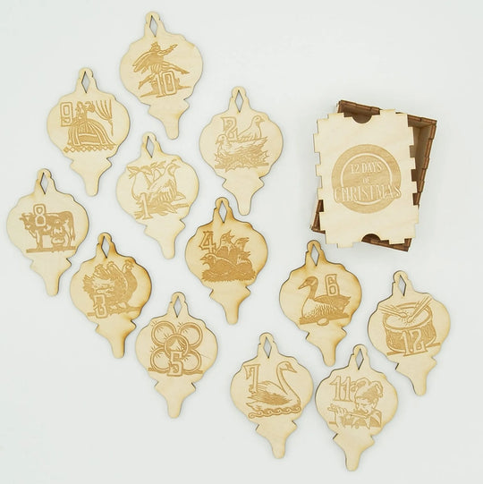 12 Days of Christmas Baltic Birch Ornament Set