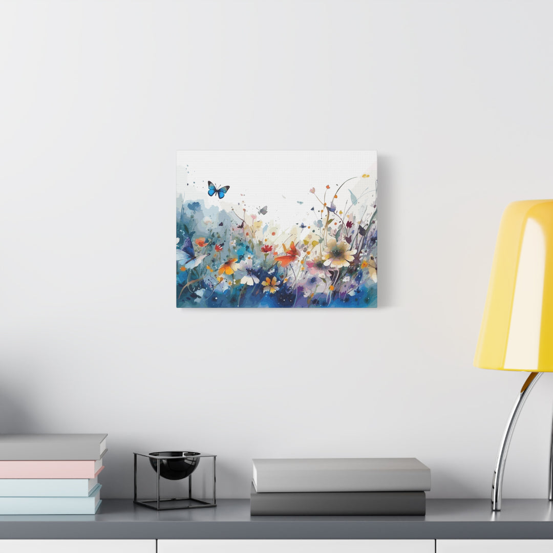 Vibrant Watercolor Meadow Canvas Floral &amp; Butterfly Wall Art