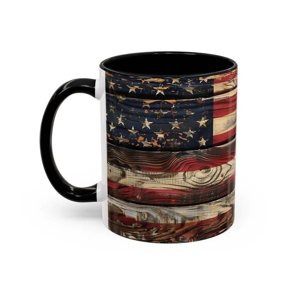 Mug with American flag design on a white background